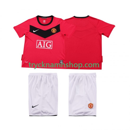 Manchester United 2009 2010 Tröja Retro 1:a Matchställ Barn Kortärmad