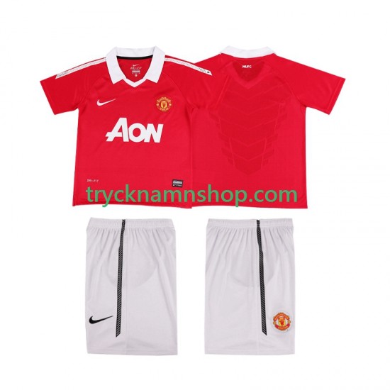 Manchester United 2010 2011 Tröja Retro 1:a Matchställ Barn Kortärmad
