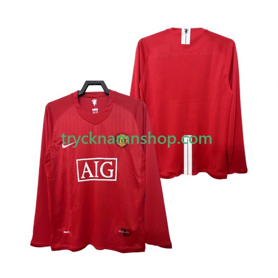 Manchester United 2007 2008 Tröja Retro 1:a Matchställ Män Långärmad