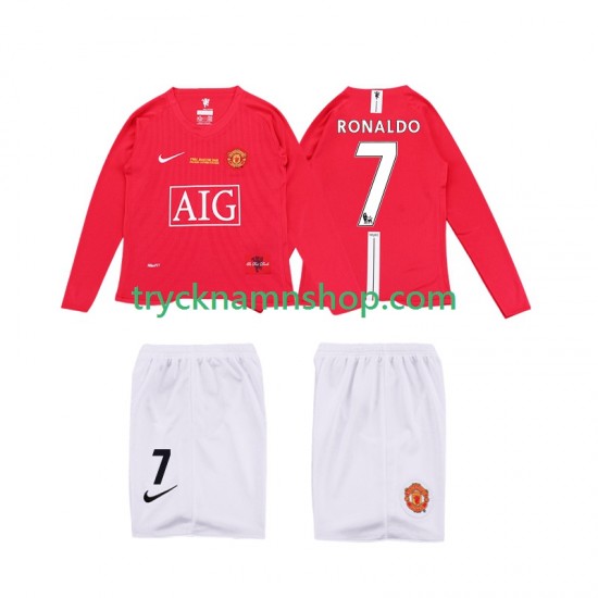 Manchester United Ronaldo 7 Premier League 2008 2009 Tröja Retro 1:a Matchställ Barn Långärmad