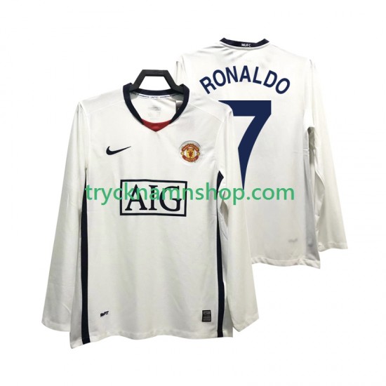Manchester United Ronaldo 7 Premier League 2008 2009 Tröja Retro 2:a Matchställ Män Långärmad