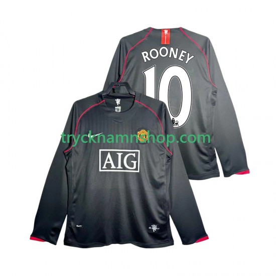 Manchester United Rooney 10 2007 2008 Tröja Retro 2:a Matchställ Män Långärmad