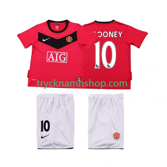 Manchester United Rooney 10 2009 2010 Tröja Retro 1:a Matchställ Barn Kortärmad