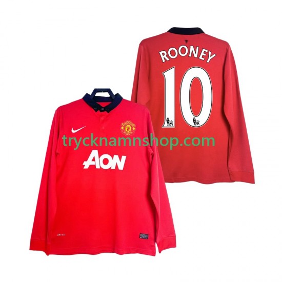 Manchester United Rooney 10 2013 2014 Tröja Retro 1:a Matchställ Män Långärmad