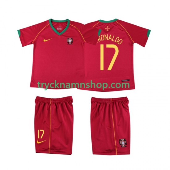 Portugal Cristiano Ronaldo 17 2006 Tröja Retro 1:a Matchställ Barn Kortärmad