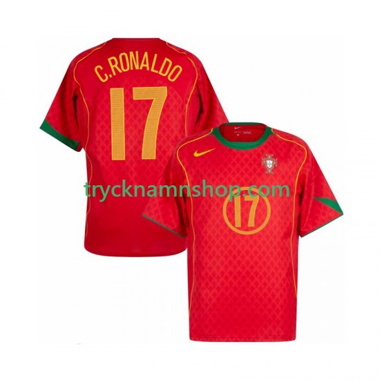 Portugal Cristiano Ronaldo 17 2004 Tröja Retro 1:a Matchställ Män Kortärmad