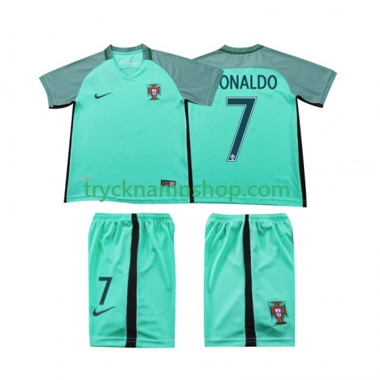 Portugal Cristiano Ronaldo 7 2016 Tröja Retro 2:a Matchställ Barn Kortärmad
