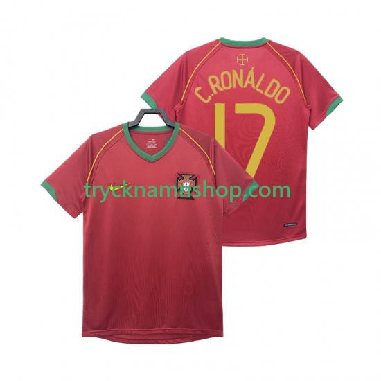 Portugal Crstiano Ronaldo 17 2006 Tröja Retro 1:a Matchställ Män Kortärmad
