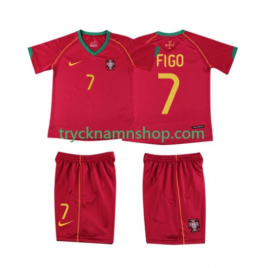 Portugal FIGO 7 2006 Tröja Retro 1:a Matchställ Barn Kortärmad