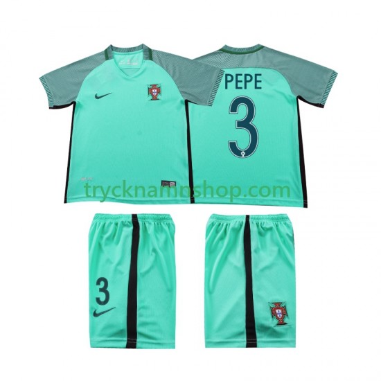 Portugal PEPE 3 2016 Tröja Retro 2:a Matchställ Barn Kortärmad