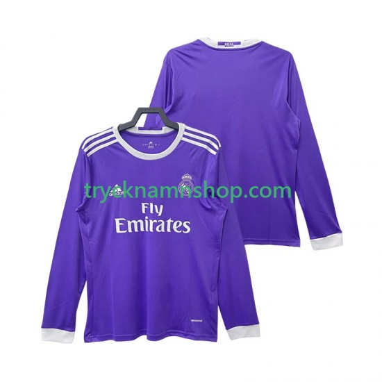 Real Madrid 2016 2017 Tröja Retro 2:a Matchställ Män Långärmad