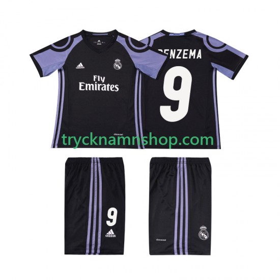 Real Madrid BENZEMA 9 2016 2017 Tröja Retro 3:e Matchställ Barn Kortärmad
