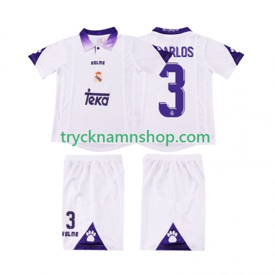 Real Madrid R CARLOS 3 1997 1998 Tröja Retro 1:a Matchställ Barn Kortärmad