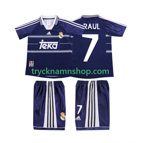 Real Madrid RAUL 7 1998 1999 Tröja Retro 2:a Matchställ Barn Kortärmad