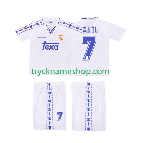 Real Madrid RAUL 7 1996 1997 Tröja Retro 1:a Matchställ Barn Kortärmad