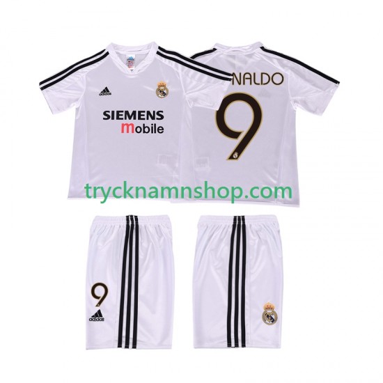 Real Madrid RONALDO 9 2004 20025 Tröja Retro 1:a Matchställ Barn Kortärmad