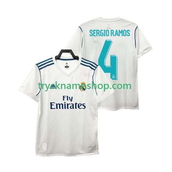 Real Madrid SERGIO RAMOS 4 2017 2018 Tröja Retro 1:a Matchställ Män Kortärmad