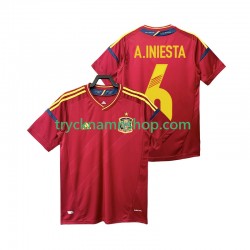 Spanien Andres Iniesta 6 2012 Tröja Retro 1:a Matchställ Män Kortärmad