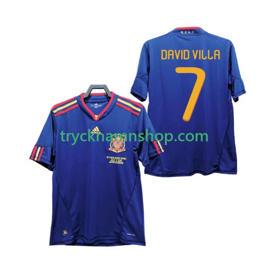 Spanien DAVID VILLA 7 2010 Tröja Retro 2:a Matchställ Män Kortärmad