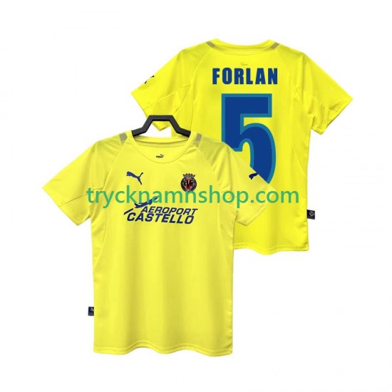 Villarreal CF FORLAN 5 2005 2006 Tröja Retro 1:a Matchställ Män Kortärmad