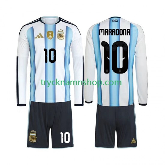 Argentina Maradona 10 VM 2026 Tröja 1:a Matchställ Barn Långärmad