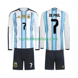 Argentina Rodrigo De Paul 7 VM 2026 Tröja 1:a Matchställ Barn Långärmad