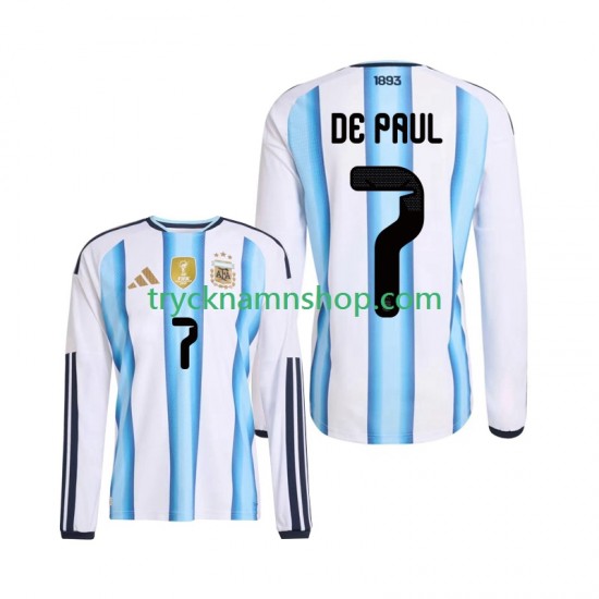 Argentina Rodrigo De Paul 7 VM 2026 Tröja 1:a Matchställ Män Långärmad