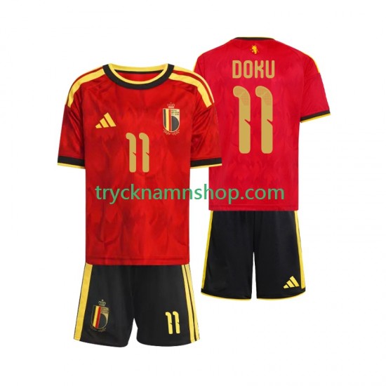 Belgien Jeremy Doku 11 VM 2026 Tröja 1:a Matchställ Barn Kortärmad