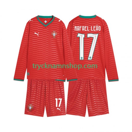 Portugal Rafael Leao 17 VM 2026 Tröja 1:a Matchställ Barn Långärmad