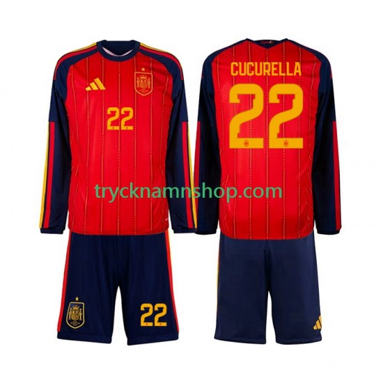 Spanien Marc Cucurella 22 VM 2026 Tröja 1:a Matchställ Barn Långärmad