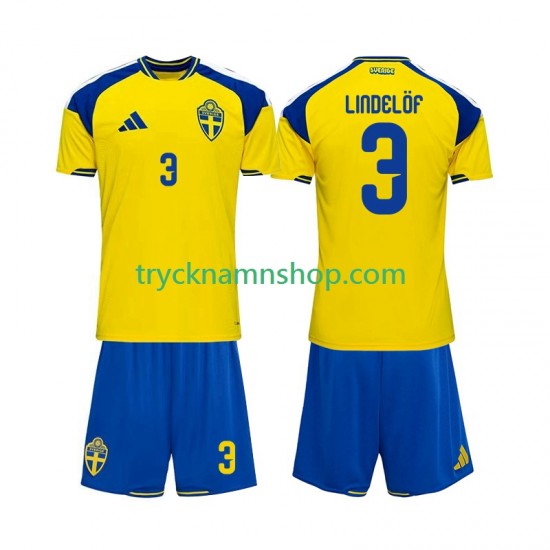 Sverige Victor Lindelof 3 2026 Tröja 1:a Matchställ Barn Kortärmad