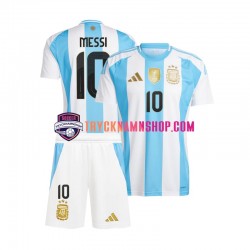 Argentina Lionel Messi 10 Copa America 2024 Tröja Blå Vit 1:a Matchställ Barn Kortärmad