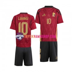 Belgien Romelu Lukaku 10 Euro 2024 Tröja Röd 1:a Matchställ Barn Kortärmad
