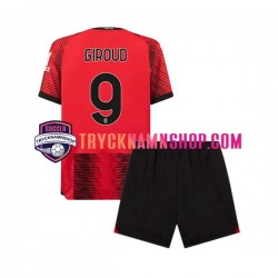 AC Milan Olivier Giroud 9 2023-2024 Tröja 1:a Matchställ Barn Kortärmad