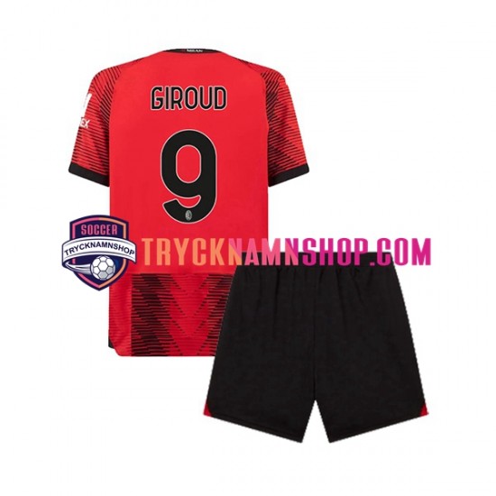 AC Milan Olivier Giroud 9 2023-2024 Tröja 1:a Matchställ Barn Kortärmad