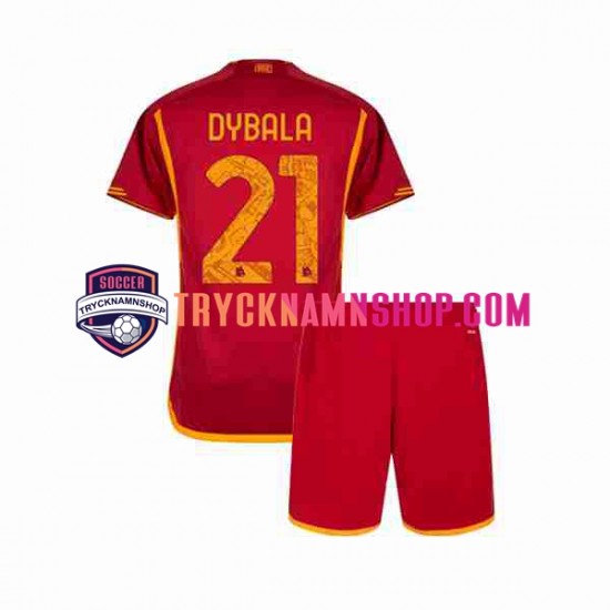 AS Roma Paulo Dybala 21 2023-2024 Tröja 1:a Matchställ Barn Kortärmad