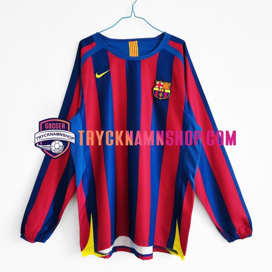 FC Barcelona 2005-2006 Tröja Retro 1:a Matchställ Män Långärmad