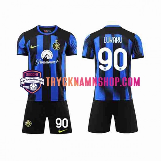 Inter Milan Lukaku 90 2023-2024 Tröja 1:a Matchställ Barn Kortärmad