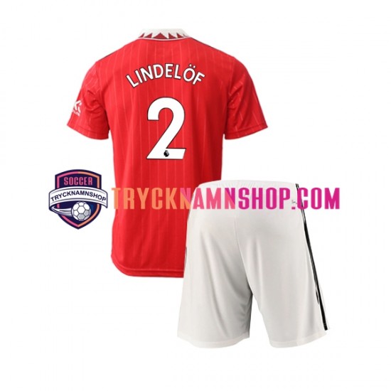 Manchester United Victor Lindelof 2 2022-2023 Tröja 1:a Matchställ Barn Kortärmad