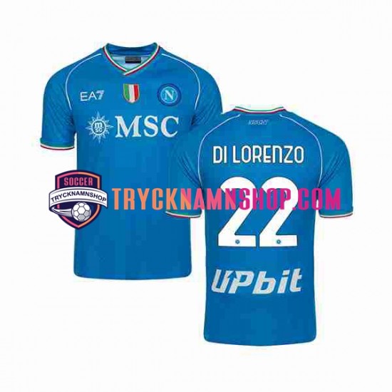 SSC Napoli DI LORENZO 22 2023-2024 Tröja 1:a Matchställ Män Kortärmad