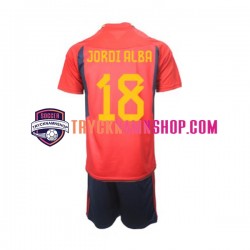 Spanien Jordi Alba 18 VM 2022 Tröja 1:a Matchställ Barn Kortärmad
