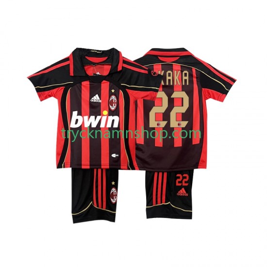 AC Milan KAKA 22 2006-2007 Tröja Retro 1:a Matchställ Barn Kortärmad