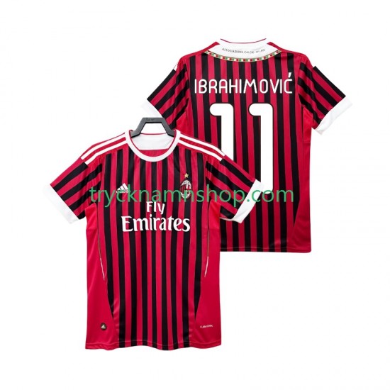 AC Milan Zlatan IBRAHIMOVIC 11 2011 2012 Tröja Retro 1:a Matchställ Män Kortärmad