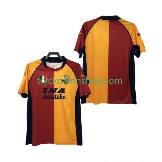 AS Roma 2000-2001 Tröja Retro 1:a Matchställ Män Kortärmad
