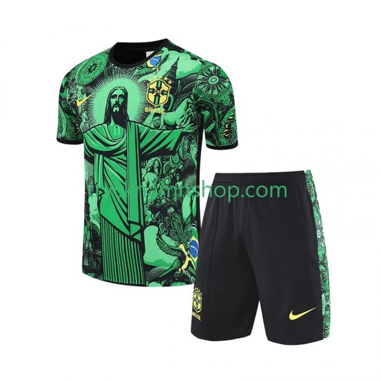 Brasilien JESUS Football Shirts 2024-2025 Grön 1:a Matchställ Barn Kortärmad