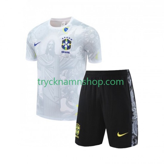 Brasilien JESUS Football Shirts 2024-2025 Vit 1:a Matchställ Barn Kortärmad