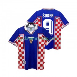 Kroatien SUKER 9 1998 Tröja Retro 2:a Matchställ Män Kortärmad
