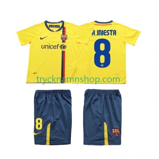 FC Barcelona A INIESTA 8 2008 2009 Tröja Retro 2:a Matchställ Barn Kortärmad