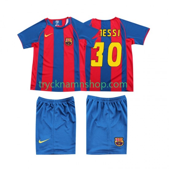 FC Barcelona Lionel Messi 10 2004 Tröja Retro 1:a Matchställ Barn Kortärmad