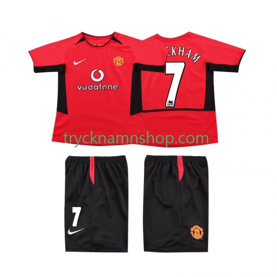 Manchester United BECKHAM 7 2002 2004 Tröja Retro 1:a Matchställ Barn Kortärmad